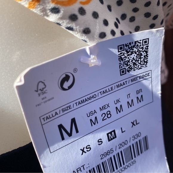 Zara Multicolor Polka Dot Blouse with Ruffles Tie Size M - Picture 9 of 10